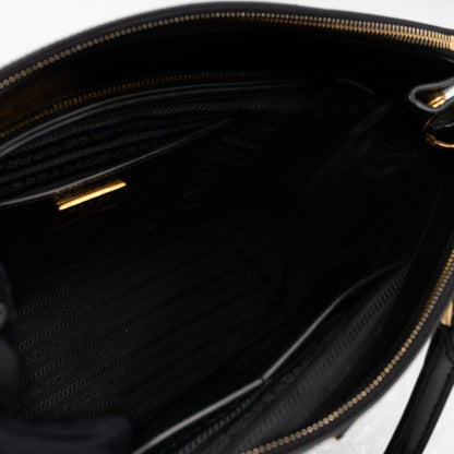 Galleria Large Double Zip Black Saffiano Vernis