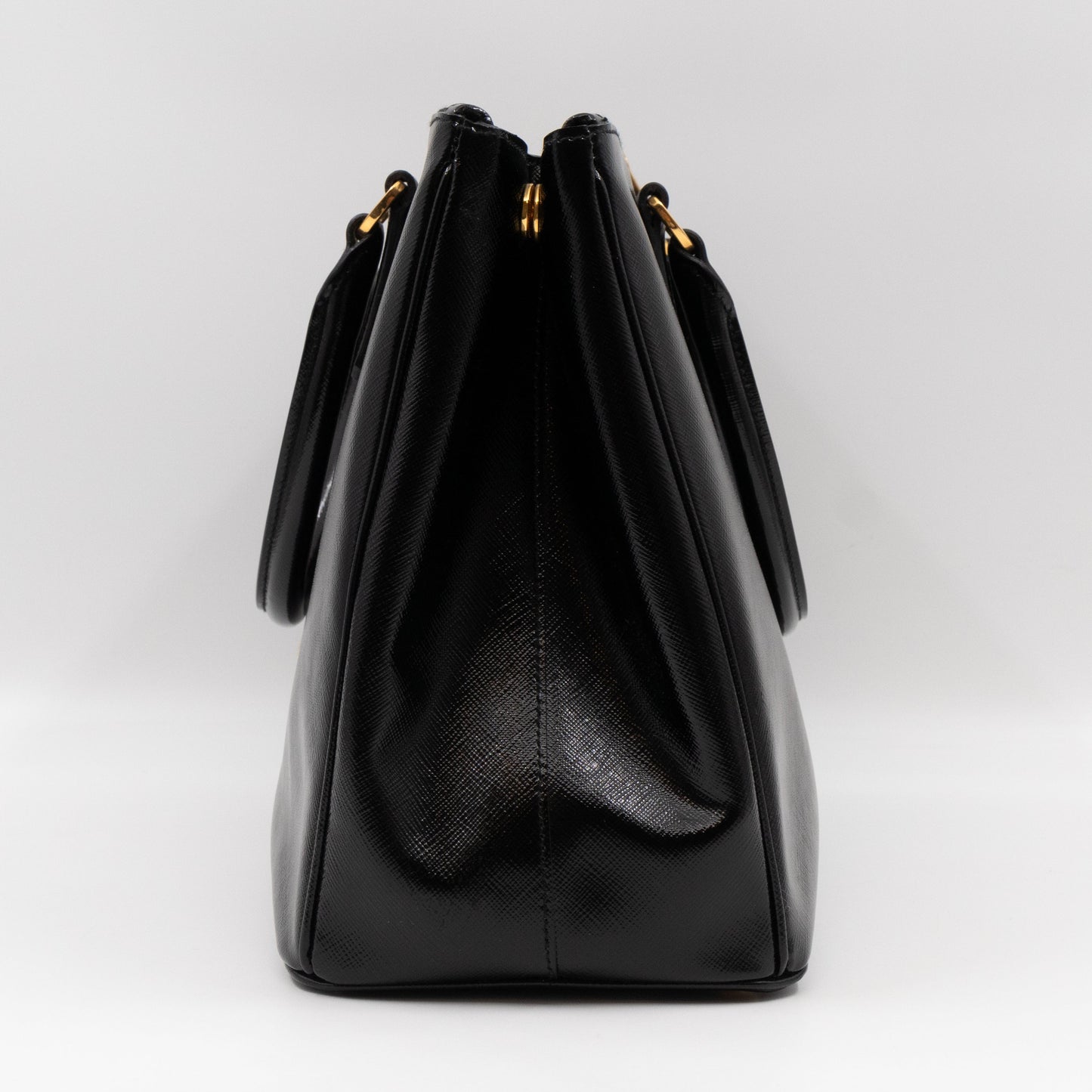 Galleria Large Double Zip Black Saffiano Vernis