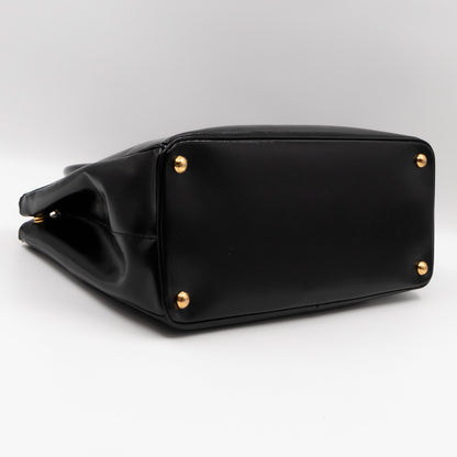 Galleria Large Double Zip Black Saffiano Vernis