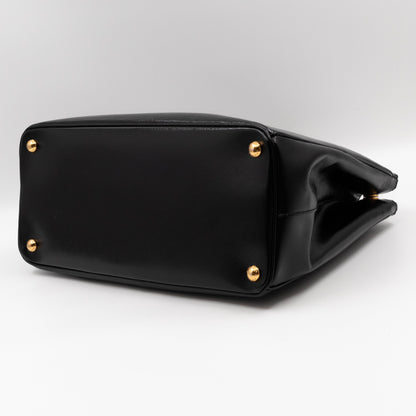 Galleria Large Double Zip Black Saffiano Vernis