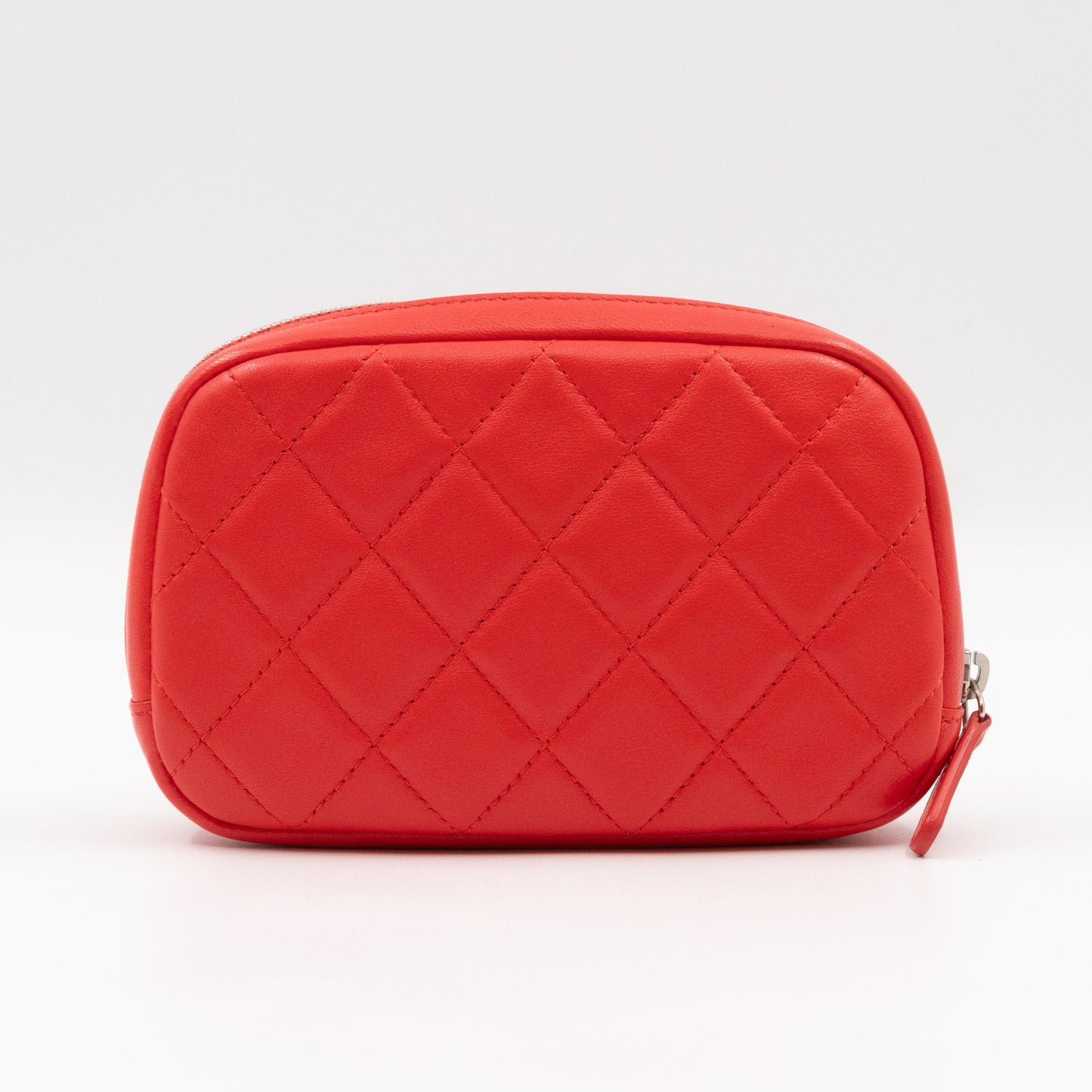 Curvy Pouch Cosmetic Case Coral Leather