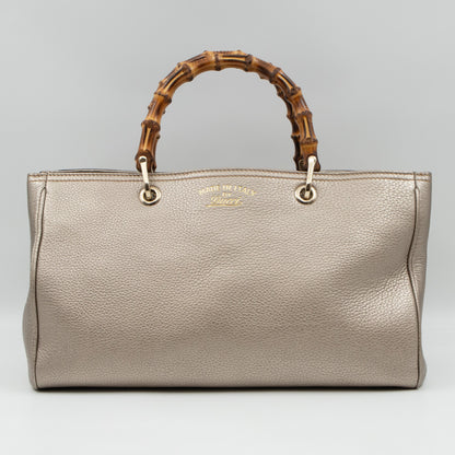 Bamboo Shopper Tote Champagne Leather