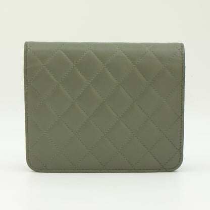 Square Wallet on Chain Green Lambskin Leather