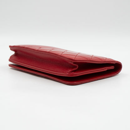 Coco Boy Wallet On Chain Quilted Red Patent Leather Silver