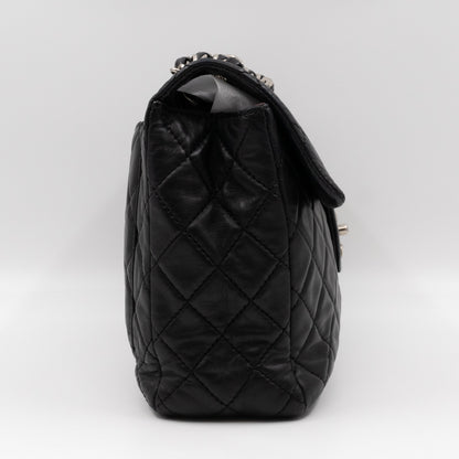 Classic Single Flap Maxi Black Lambskin Silver