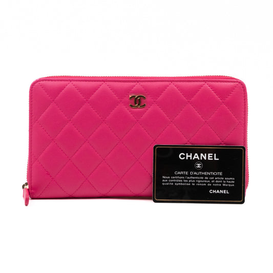 Zip Around Organizer Wallet Pink Leather