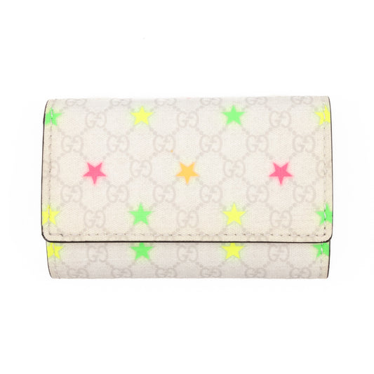 6-Key Holder White Micro GG Supreme Stars Canvas