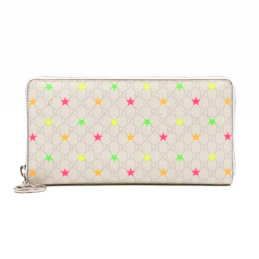 Zip Around Wallet White Micro GG Supreme Stars Canvas