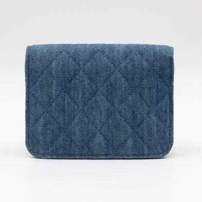 Denim Clutch With Chain Blue Canvas