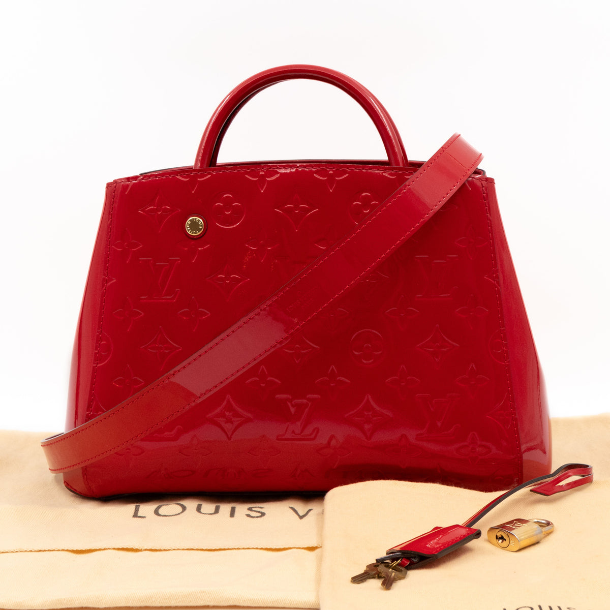 Louis-vuitton Montaigne BB Red Vernis
