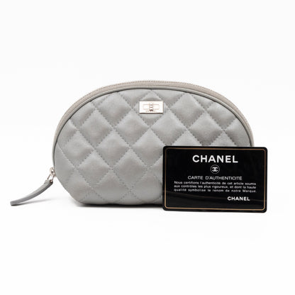 Cosmetic Pouch 2.55 Grey Metallic Leather
