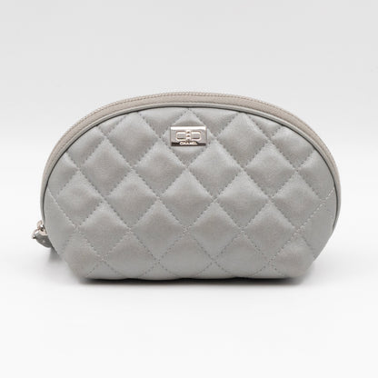 Cosmetic Pouch 2.55 Grey Metallic Leather