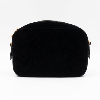 GG Marmont Mini Black Velvet Crystals