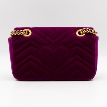 GG Marmont Flap Mini Purple Velvet Aged Gold