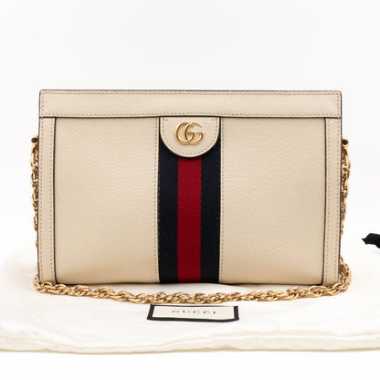 Ophidia GG Small Shoulder Bag White Leather