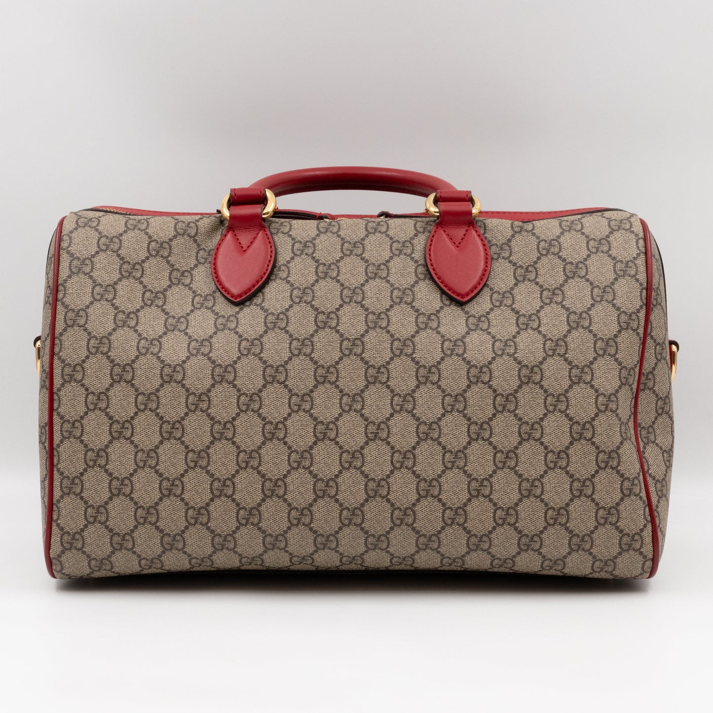Top Handle Boston Bag GG Supreme Red Embroidered