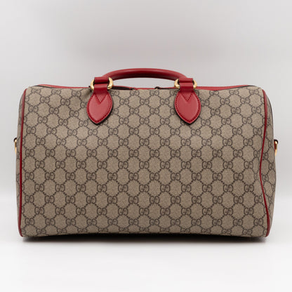 Top Handle Boston Bag GG Supreme Red Embroidered