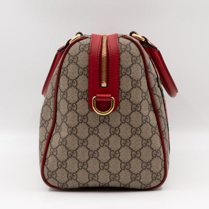Top Handle Boston Bag GG Supreme Red Embroidered