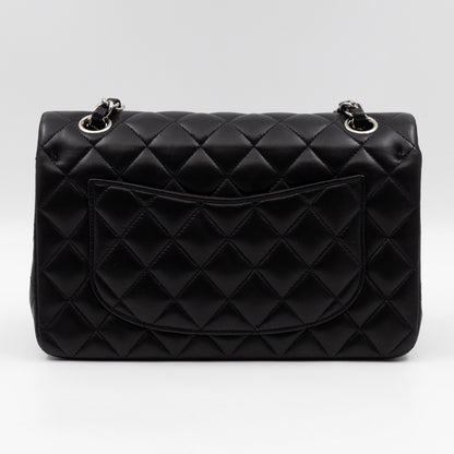 Classic Double Flap Small Black Lambskin Silver