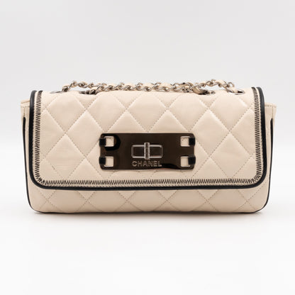 East West Mademoiselle Flap Bag White Leather