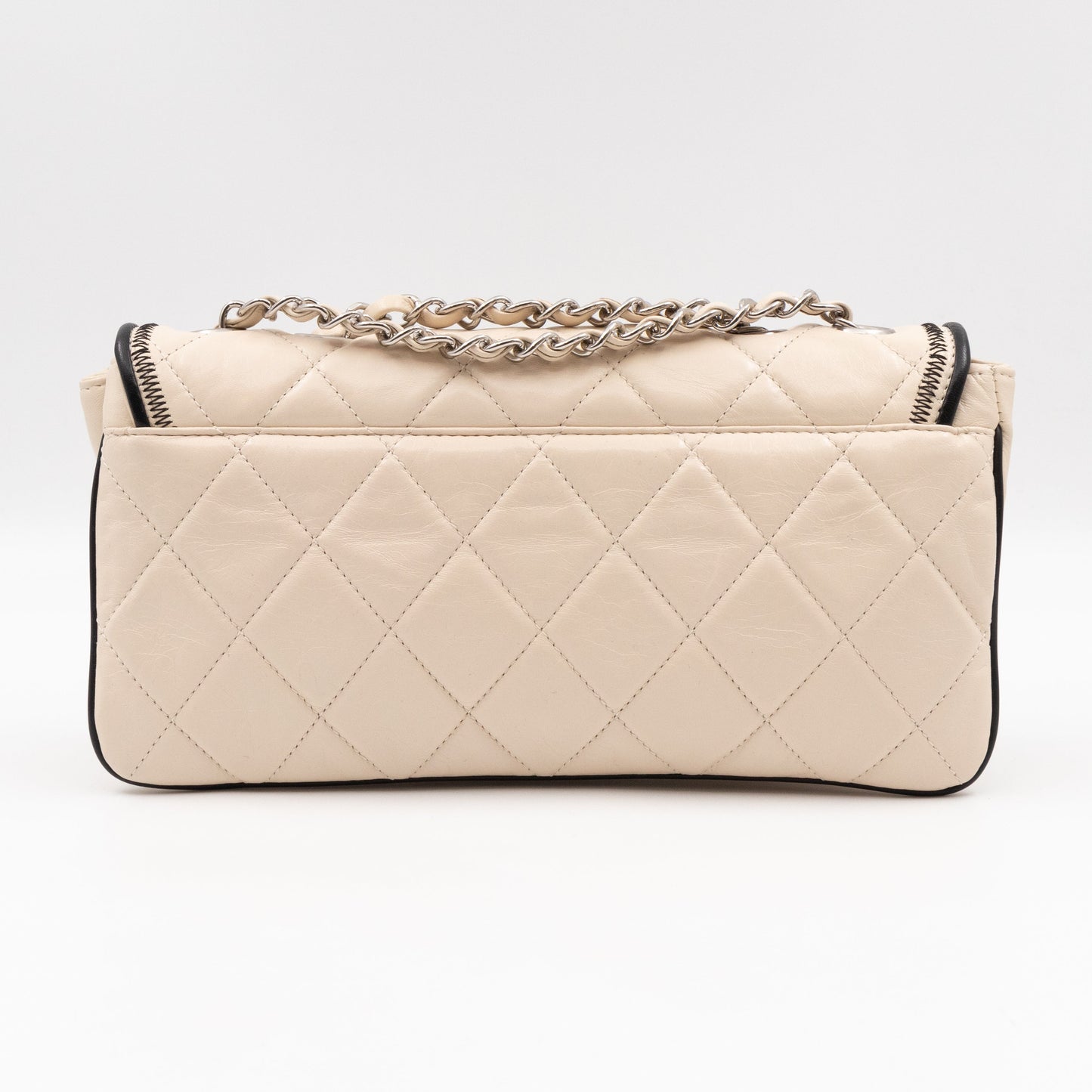 East West Mademoiselle Flap Bag White Leather