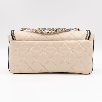East West Mademoiselle Flap Bag White Leather