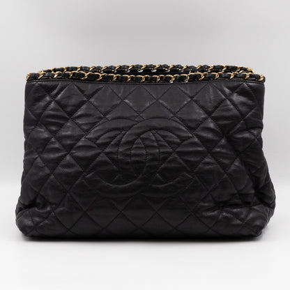 Chain Me Tote Black Calfskin Leather