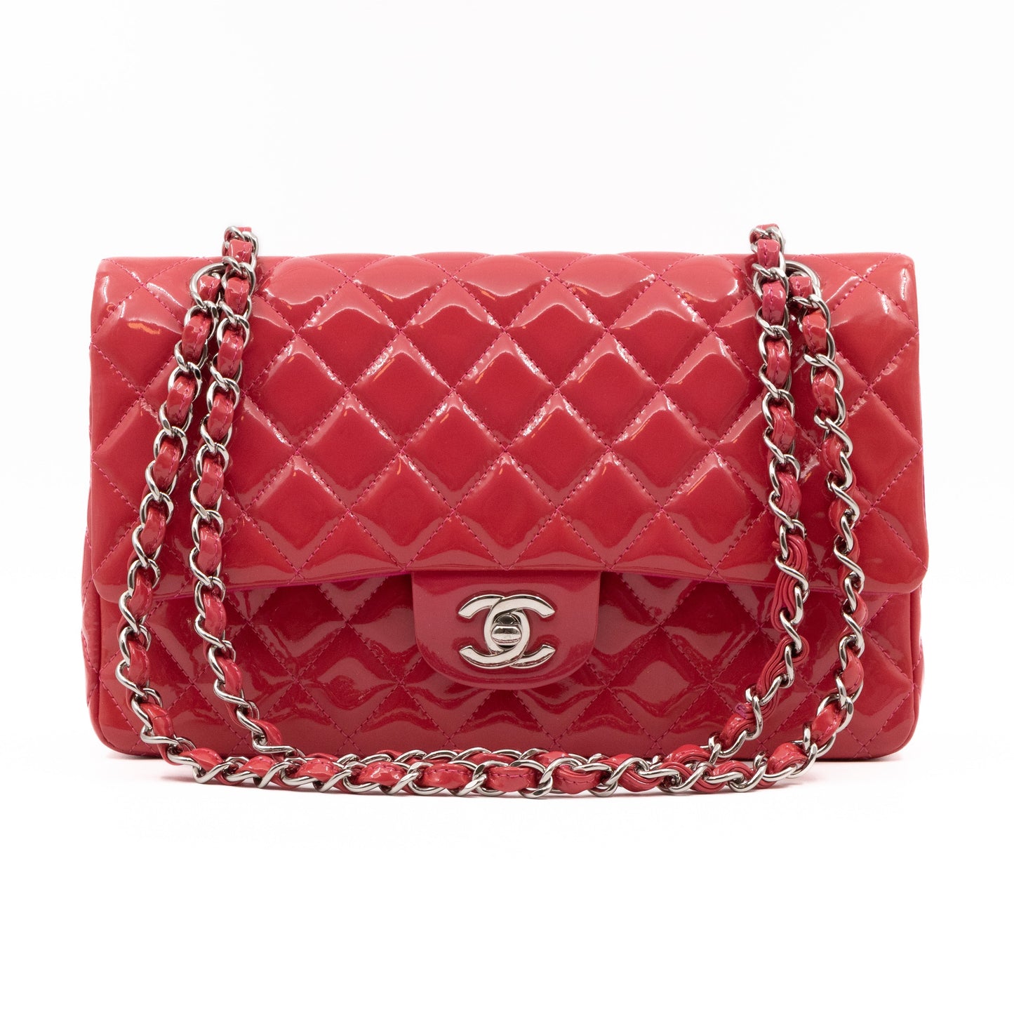 Classic Double Flap Medium Pink Patent Leather