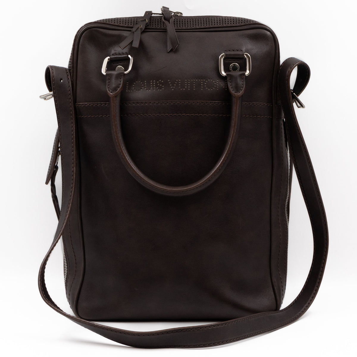 Louis-vuitton Bequia Porte Document Vertical Brown Leather