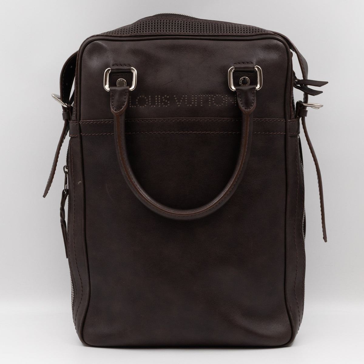 Louis-vuitton Bequia Porte Document Vertical Brown Leather