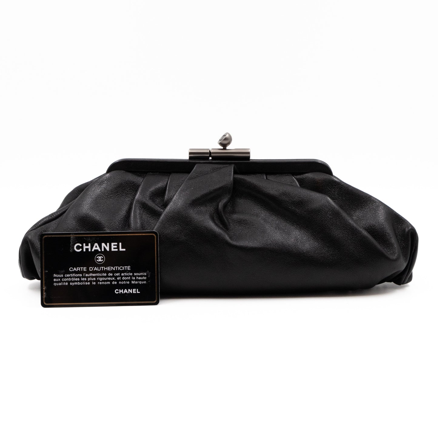 Monte Carlo Clutch Black Leather