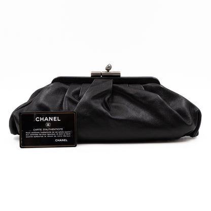 Monte Carlo Clutch Black Leather