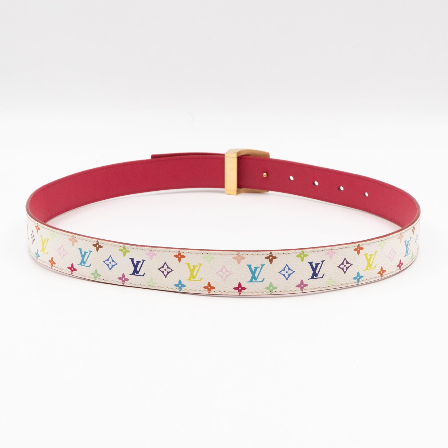 LV Cut Reversible Belt Multicolore White Belt 80/32