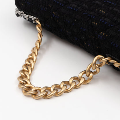 Chanel 19 Maxi Black Navy Tweed