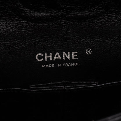 Classic Double Flap Medium Black Patent Leather Silver