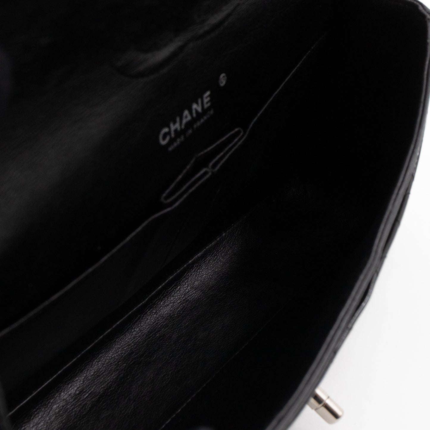 Classic Double Flap Medium Black Patent Leather Silver