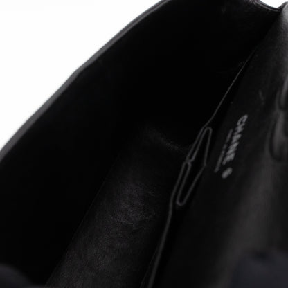 Classic Double Flap Medium Black Patent Leather Silver