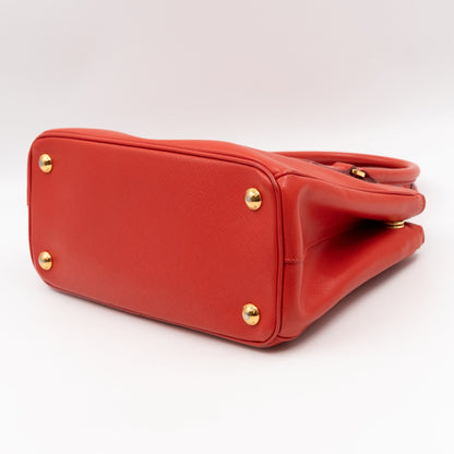 Galleria Small Double Zip Fiery Red Saffiano