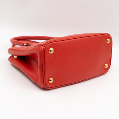 Galleria Small Double Zip Fiery Red Saffiano