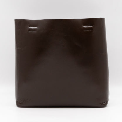 Logo Tote with Pouch Brown Vitello Leather