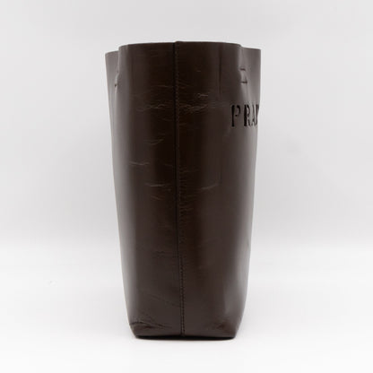 Logo Tote with Pouch Brown Vitello Leather