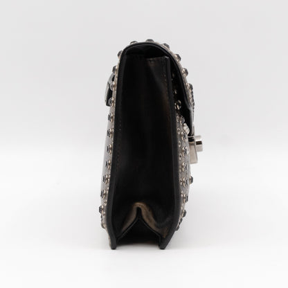 Studded Grommet Clutch Dark Brown Leather