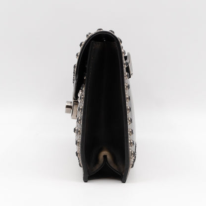 Studded Grommet Clutch Dark Brown Leather