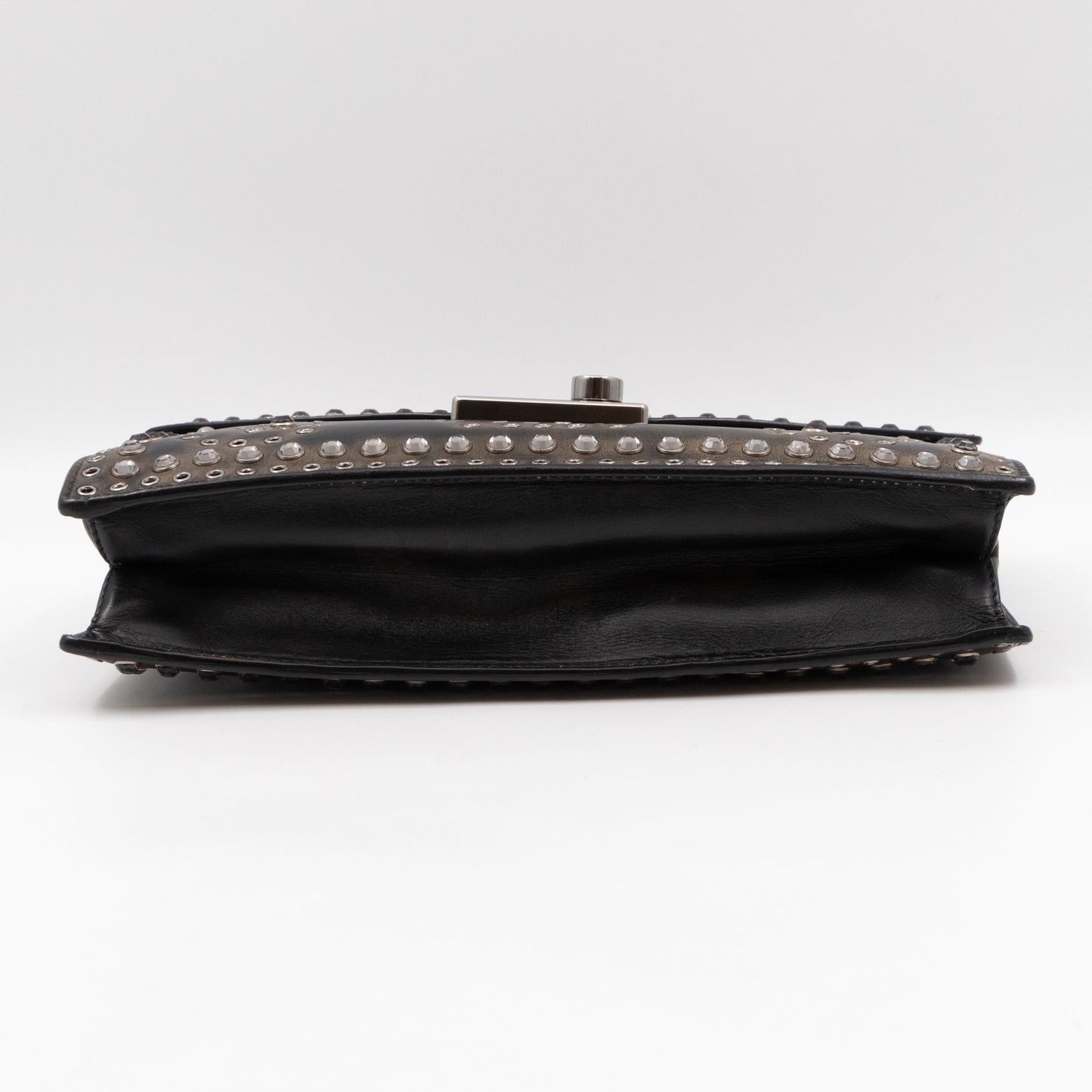 Studded Grommet Clutch Dark Brown Leather
