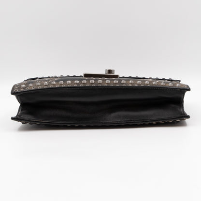 Studded Grommet Clutch Dark Brown Leather