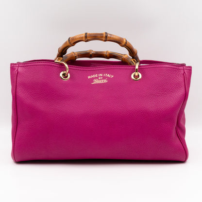Bamboo Shopper Tote Pink Leather
