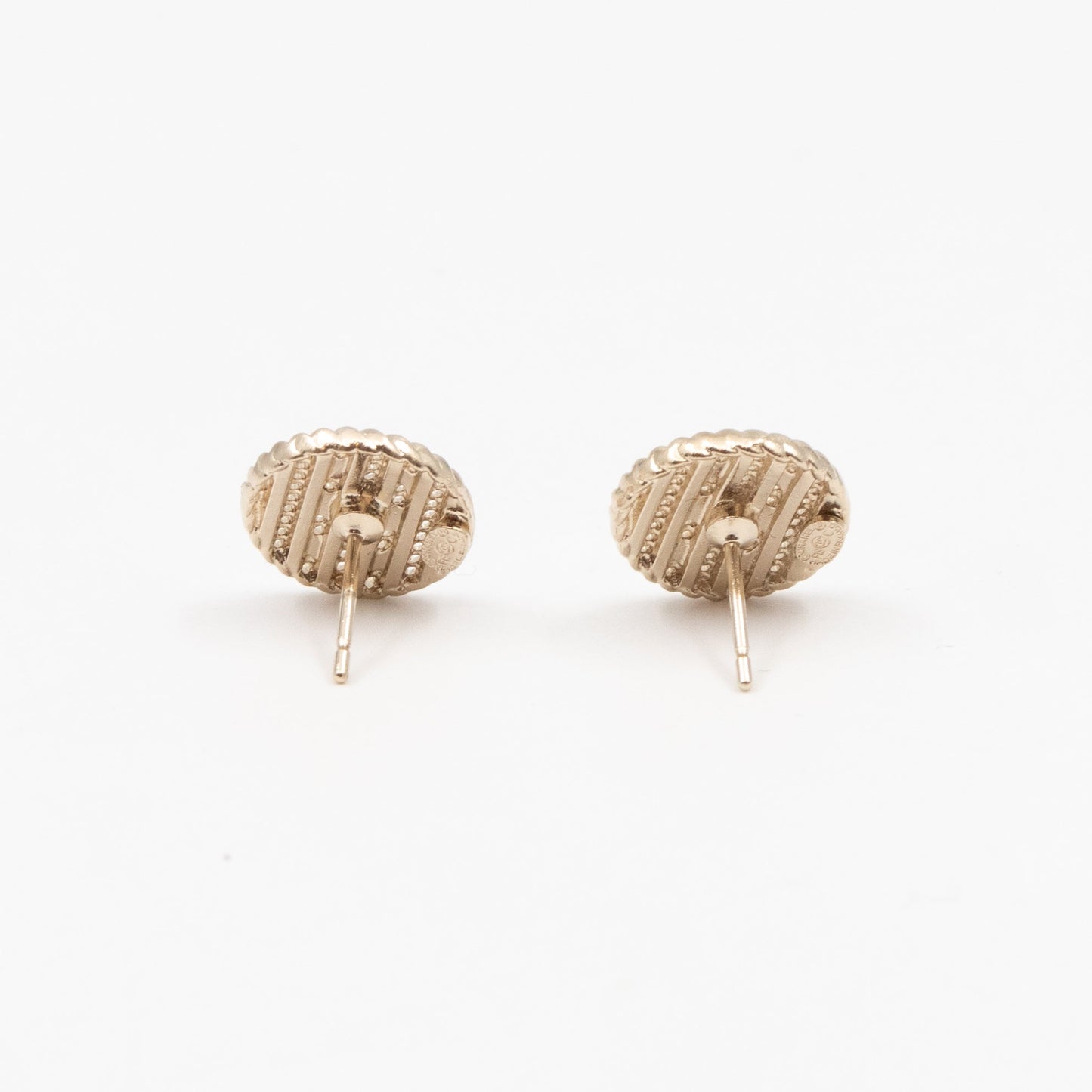 Small CC Button Earrings Pink Light Gold
