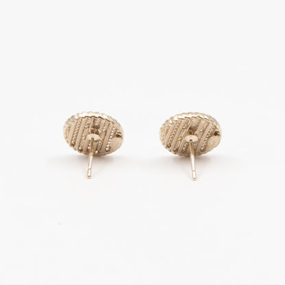 Small CC Button Earrings Pink Light Gold