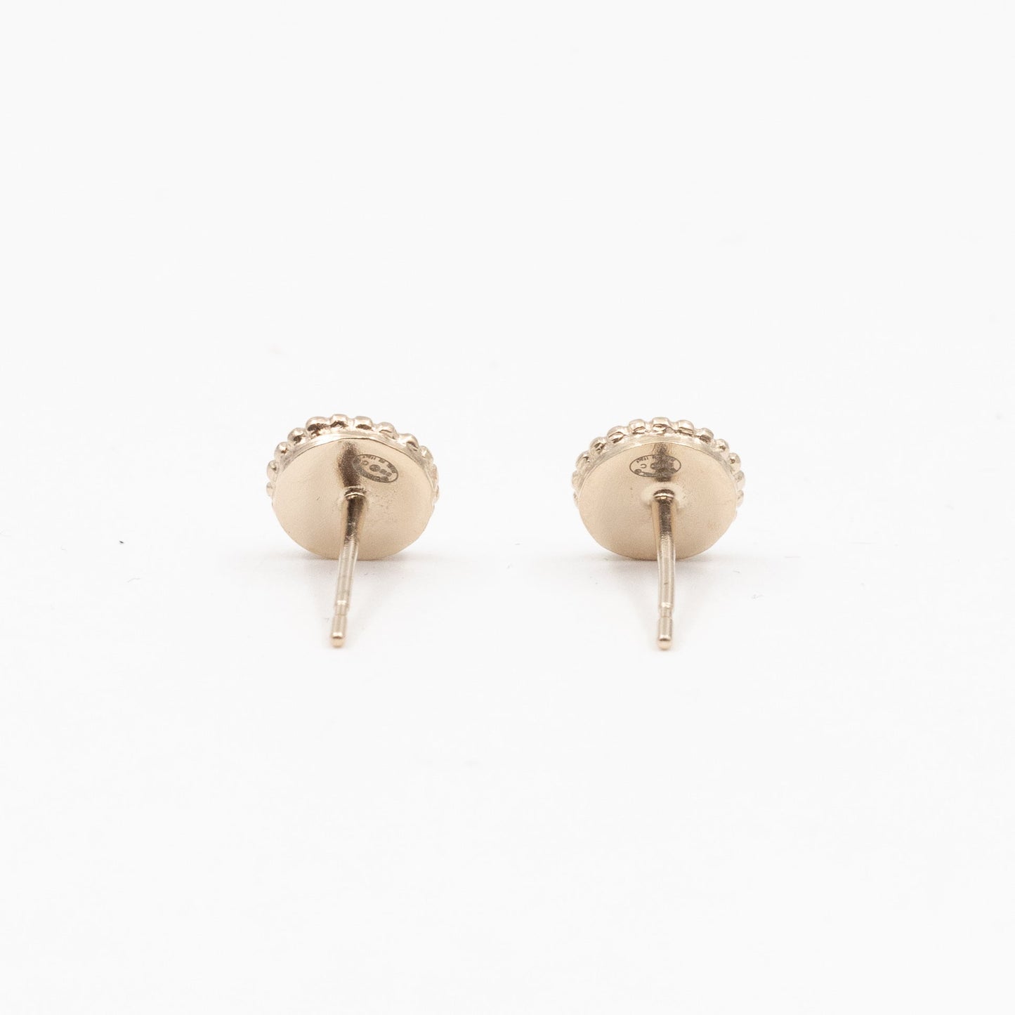 Mini CC Button Earrings Pink Light Gold