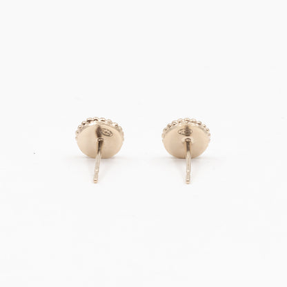 Mini CC Button Earrings Pink Light Gold